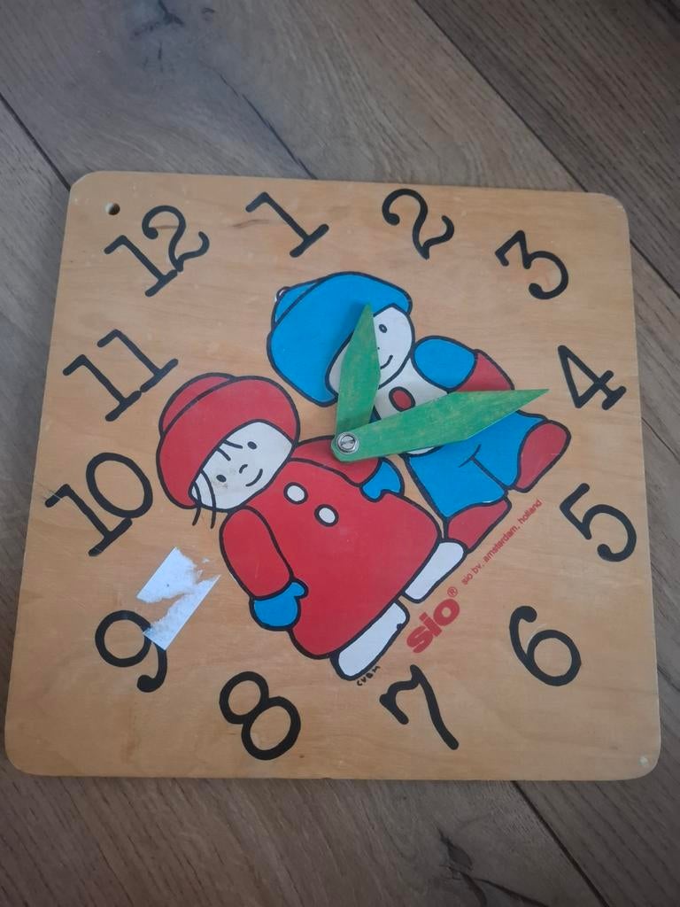 Vintage Sio Amsterdam Houten Speelgoed Klok, Ophalen of Verzenden