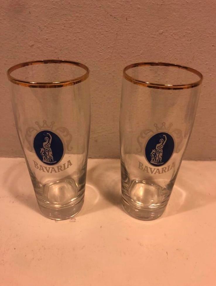 2 Oude Bavaria Bierglazen, Ophalen of Verzenden, Gebruikt, Glas of Glazen, Bavaria