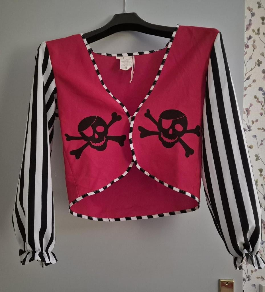 Voor carnaval, leuk zeerover hesje/blouse, Maat 38/40 (M), Carnaval, Ophalen of Verzenden, Zo goed als nieuw