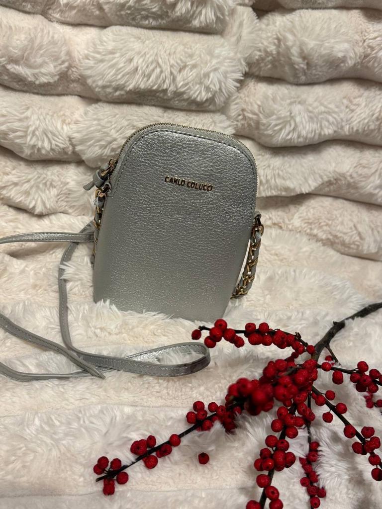 Zgan Carlo Colucci klein draagtasje zilver kleurig, Ophalen of Verzenden, Zo goed als nieuw, Overige kleuren