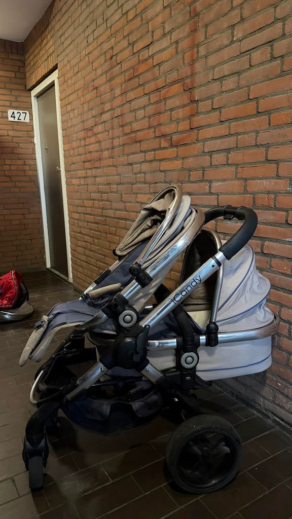Duo Kinderwagen iCandy- Compleet met reiswieg en voetenzakk, Gebruikt, Duowagen, Ophalen of Verzenden, Kinderwagen