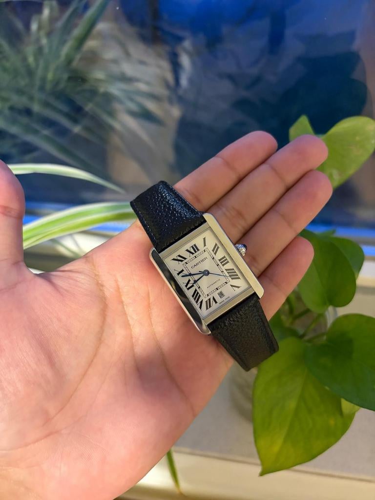 Cartier Tank Solo XL - 3515, Overige merken, Leer, Staal, Polshorloge