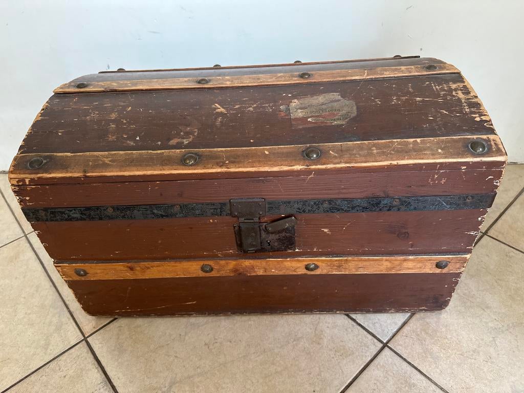 Antieke scheepskist / hutkoffer, Ophalen, Gebruikt, 50 tot 100 cm, Minder dan 50 cm