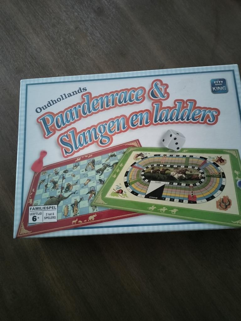Oudhollands Paardenrace & Slangen en Ladders Bordspel, Vijf spelers of meer, Ophalen of Verzenden, Gebruikt, KING