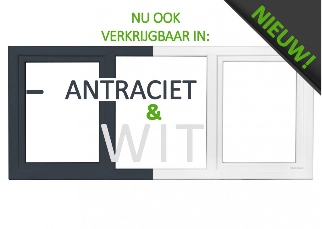 Kunststof antraciet kozijn b250 x h110 dk-v-dk RAL 7016, Niet ingevuld, Kunststof, 225 cm of meer, Overige typen