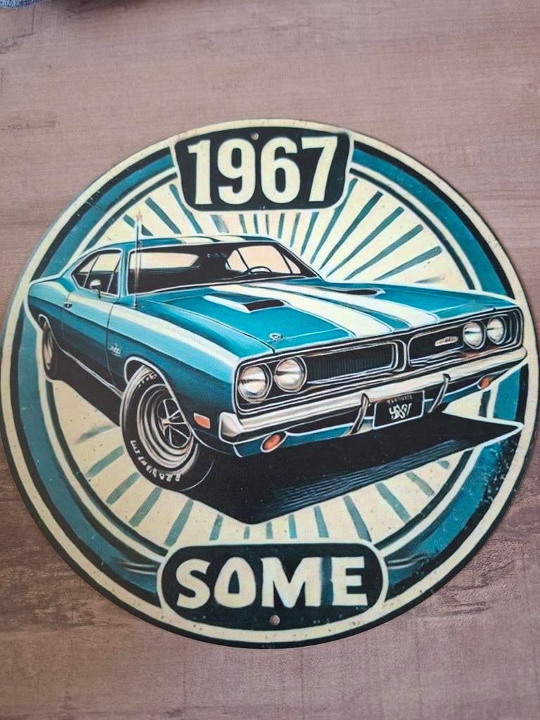Metalen Wandbord 1967 Dodge Charger - 20 cm, Verzamelen, Ophalen of Verzenden, Nieuw