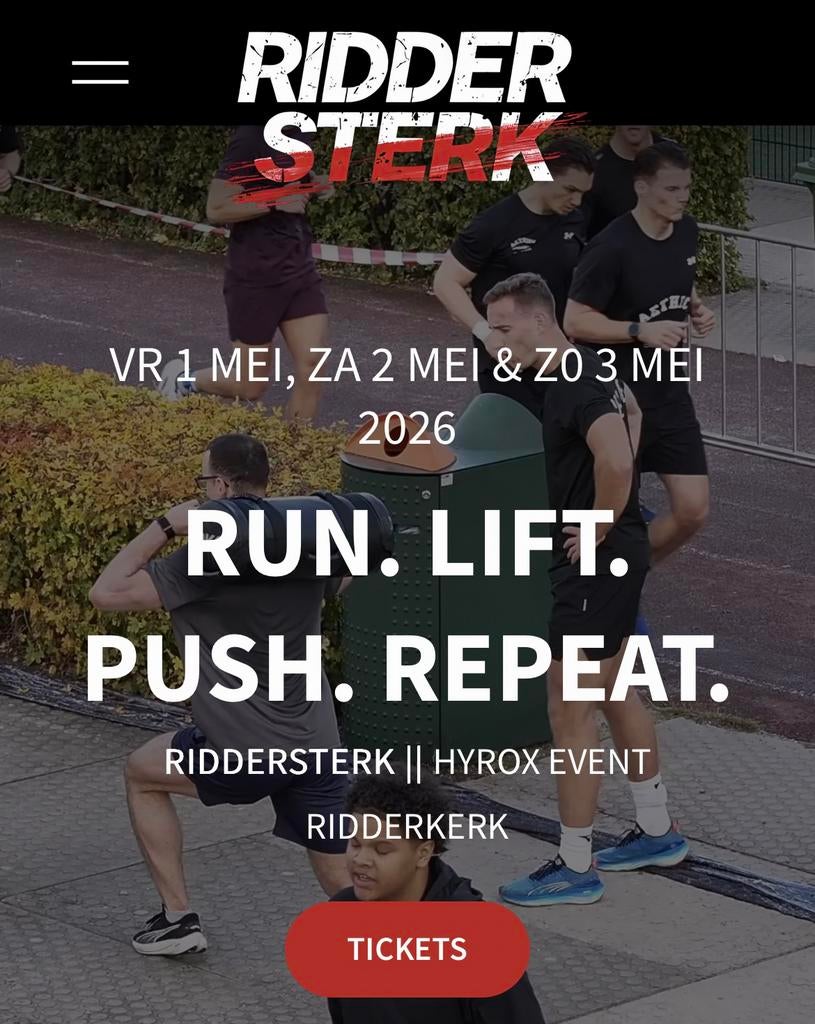 Hyrox Riddersterk solo men 2 mei, Eén persoon