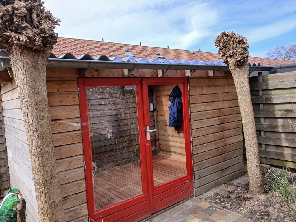 Zelfgebouwd tuinhuis met houten vloer, Tuin en Terras, Tuinhuizen, Ophalen of Verzenden, Gebruikt, 250 tot 500 cm