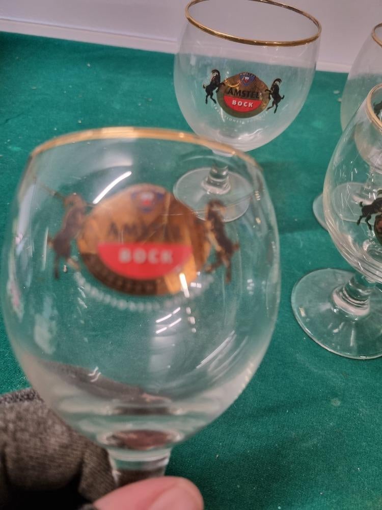 amstel bock bierglazen vier stuks, Ophalen of Verzenden, 'T Olde Gre-j, Info@toldegrej.nl, Endepoelstraat 20f Didam