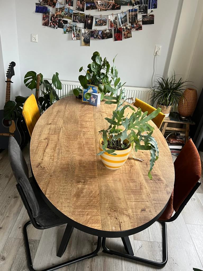 Ovale eettafel, Huis en Inrichting, Ophalen, 100 tot 150 cm, Zo goed als nieuw, 150 tot 200 cm