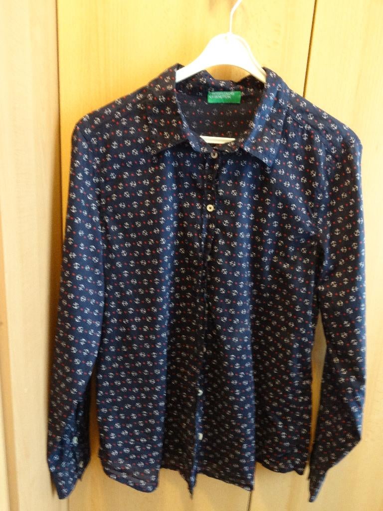 Benetton blouse, Maat 38/40 (M), Blauw, Benetton, Ophalen of Verzenden