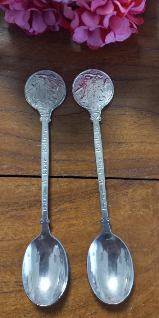 Set van 2 leuke theelepeltjes, "Boer, Bakker, Bolletje", Ophalen of Verzenden, Zo goed als nieuw, Porselein, Kop en/of schotel