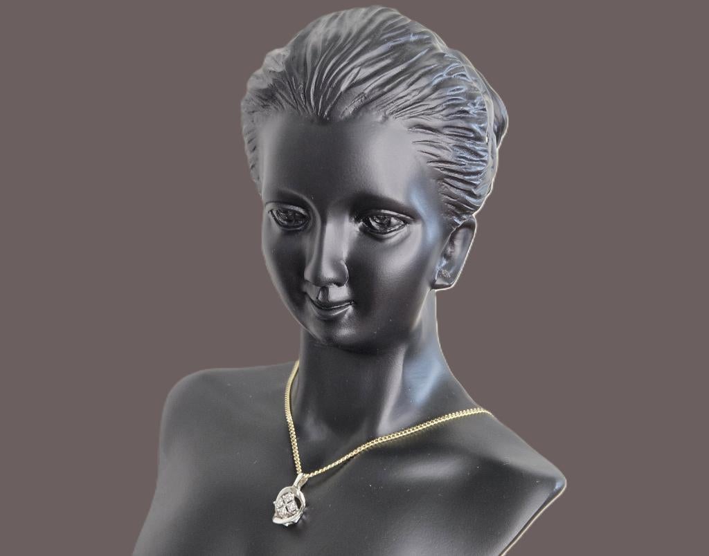 Vintage wit gouden hanger met diamanten. Ca: 0.04ct.2026/186, Overige voorstellingen, ., Wit, Ophalen of Verzenden