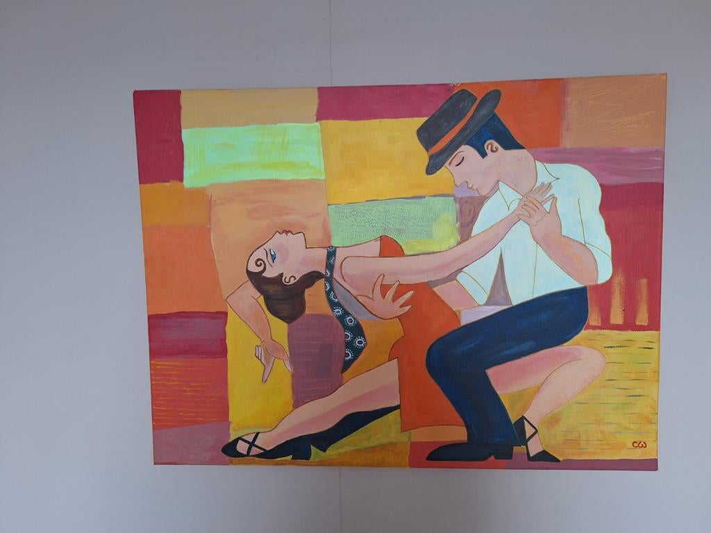 Schilderij tango zelf gemaakt 80x60, Ophalen