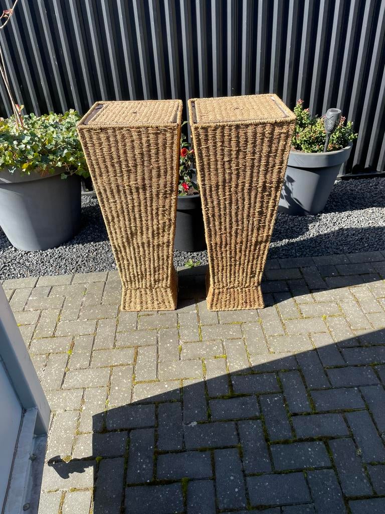 Twee mooie grote zeegras plantenzuilen, Ophalen, Zo goed als nieuw