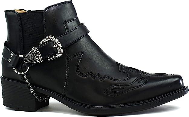 Zwarte lage heren cowboy laarzen met ketting / mannen boots, Verzenden, Nieuw, Zwart, Boots