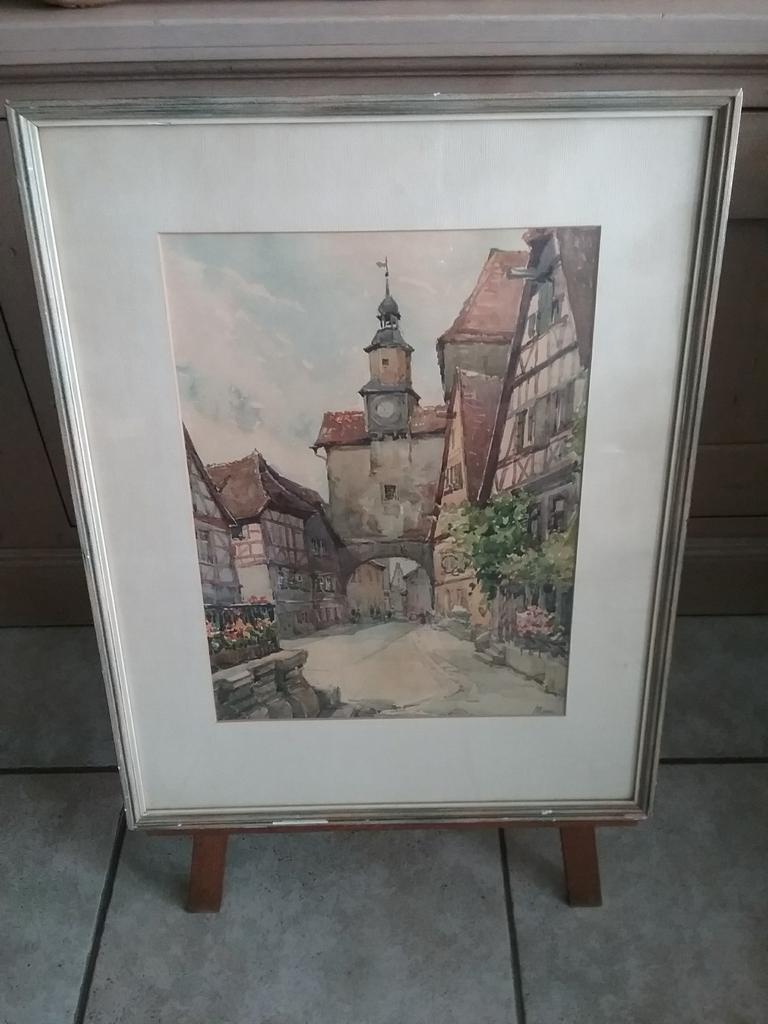 AQUAREL.....ROTHENBURG OB DE TAUBER...., Antiek en Kunst, Ophalen