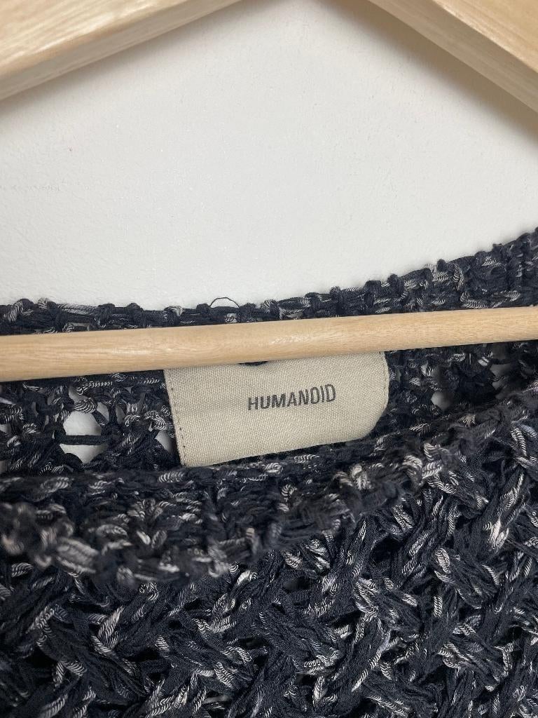 Humanoid grofgebreide trui opengewerkt zwart wit gemeleerd S, Kleding | Dames, Truien en Vesten, Customercare@humanoid.nl, HUMANOID Collective B.V.