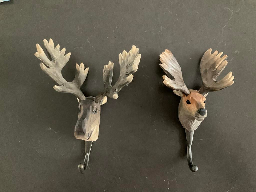 Handgesneden houten dierenkop met haak - Eyecatcher, Ophalen of Verzenden, Nieuw