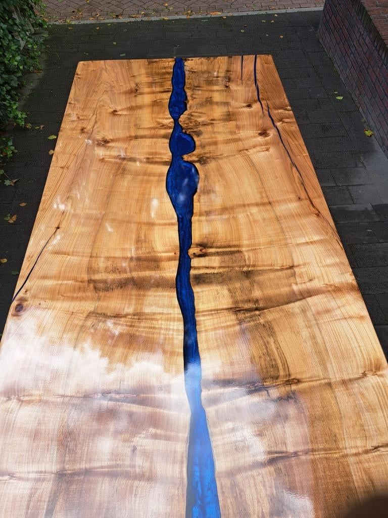 Unieke Epoxy Tafel - Krasvast en Stijlvol Design, Huis en Inrichting, Tafels | Eettafels, Modern, Industrieel, Uniek, 100 tot 150 cm