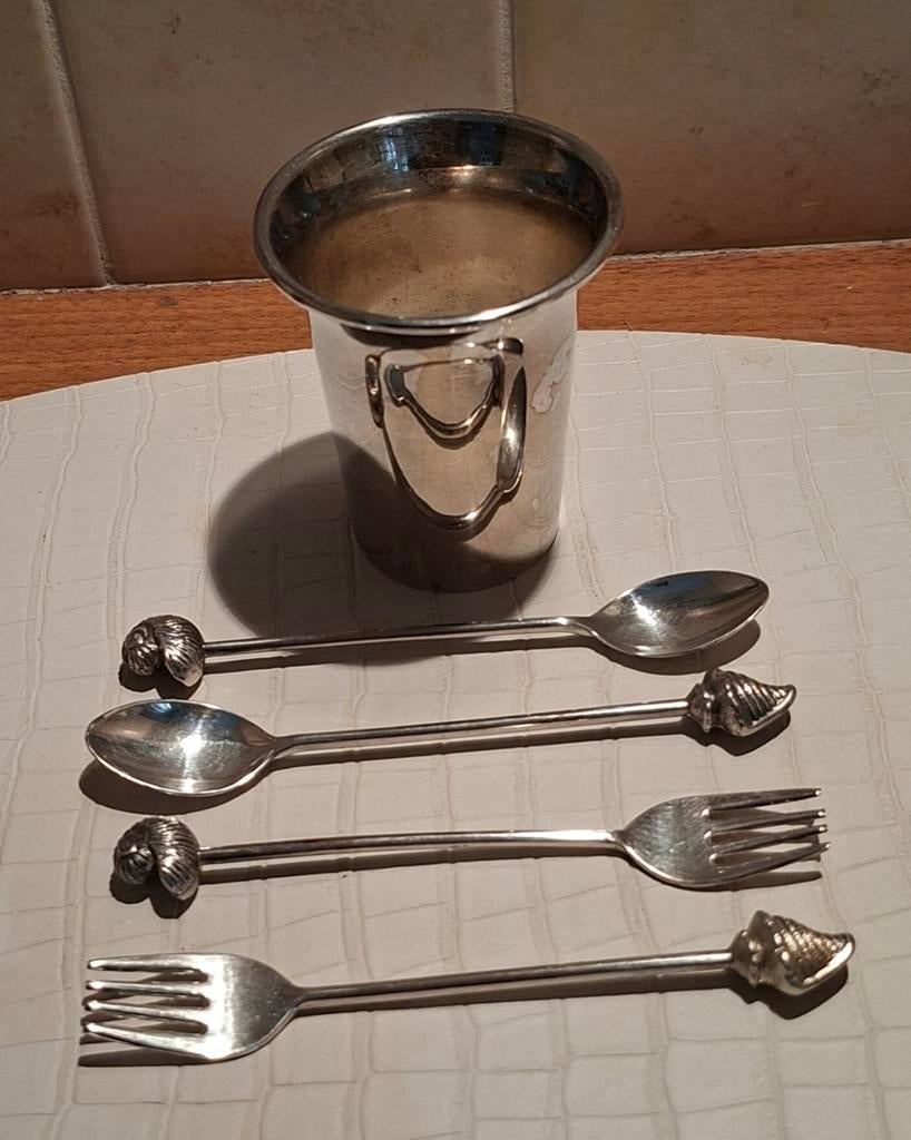 SHELL vorkjes-lepeltjes in vaasje, Ophalen of Verzenden