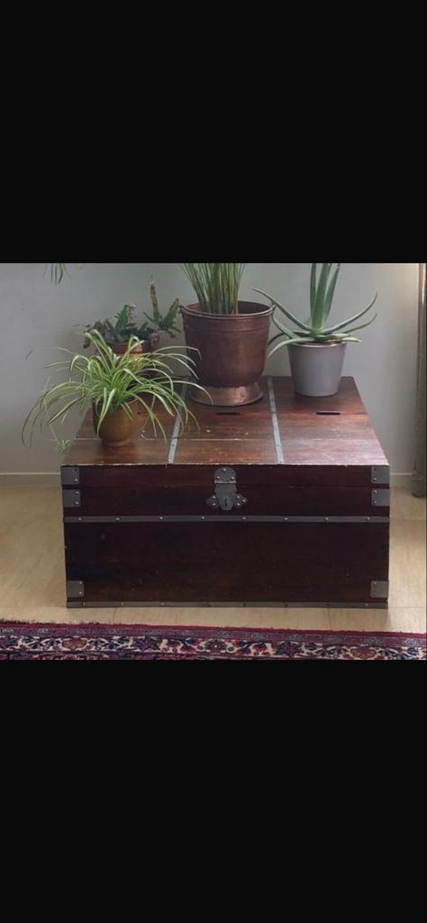 Grote houten hutkoffer - Vintage opbergkist, Huis en Inrichting, Woonaccessoires | Kisten, Ophalen, Gebruikt, 100 tot 150 cm, 50 tot 75 cm