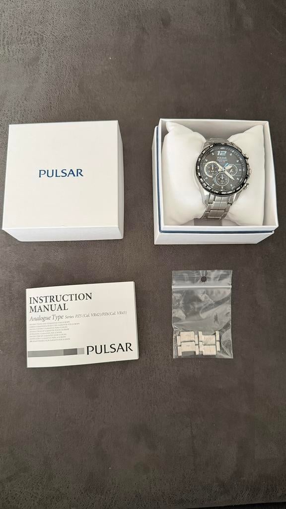 Pulsar Chronograph Solar, Sieraden, Tassen en Uiterlijk, Horloges | Antiek, Ophalen of Verzenden, Zilver, Polshorloge, Overige merken
