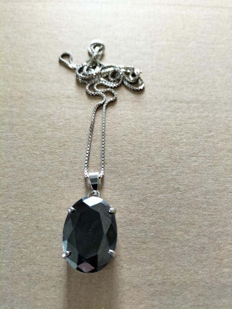 Prachtige Oude zilveren grote Onyx hanger., Sieraden, Tassen en Uiterlijk, Antieke sieraden, Verzenden, Zilver, Hanger