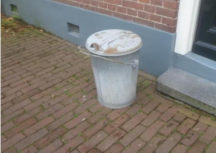 Vintage zinken afvalemmer, vuilnisemmer vuilnisbak afvalbak, Gebruikt, 40 liter of meer, Ophalen of Verzenden, Metaal