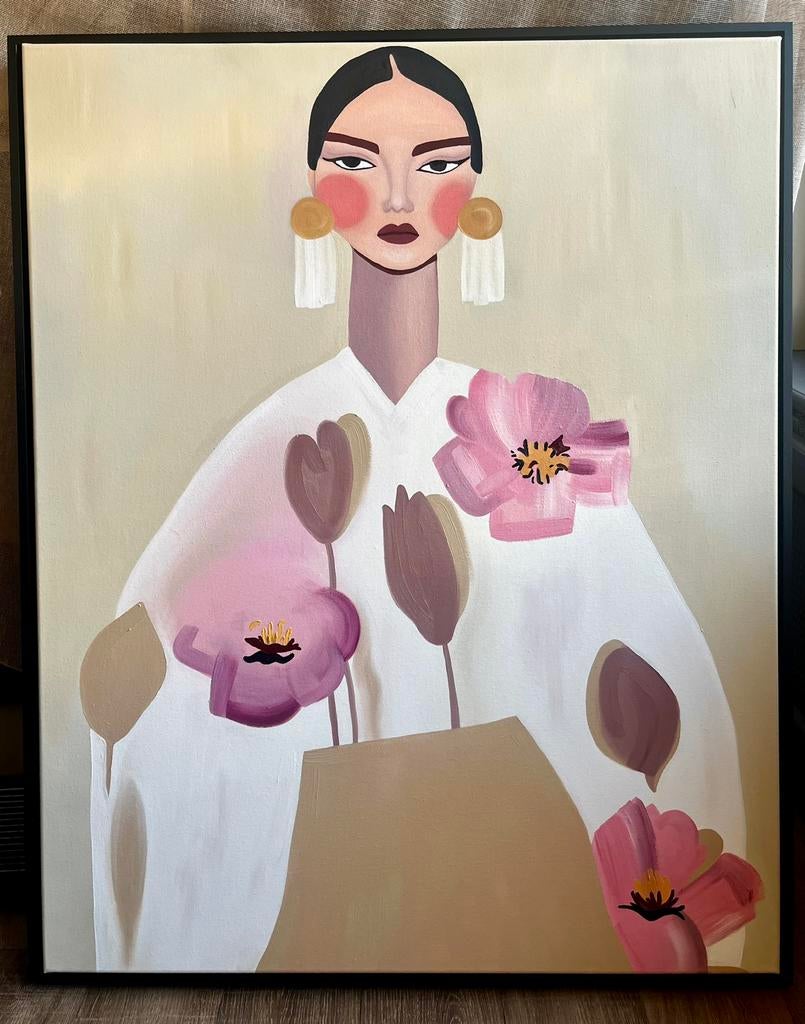 Schilderij - Carla van Iersel Stijl werk aan de muur, Antiek en Kunst, Ophalen of Verzenden