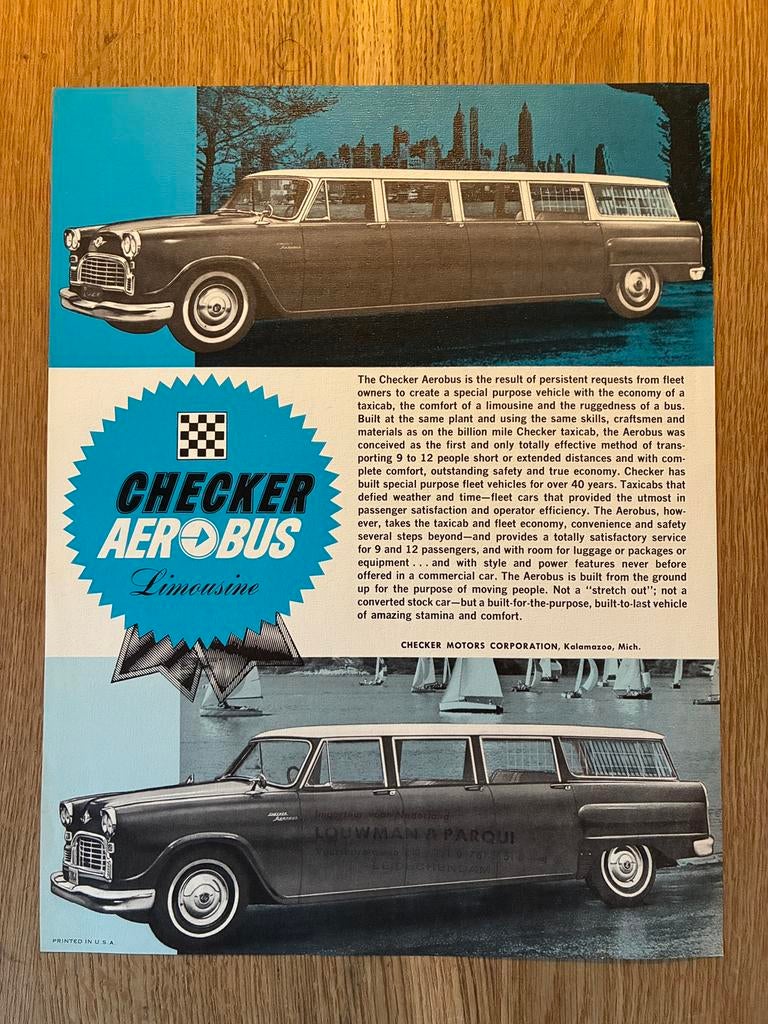 Checker Aerobus brochure sheet, Ophalen of Verzenden, Zo goed als nieuw, Overige merken
