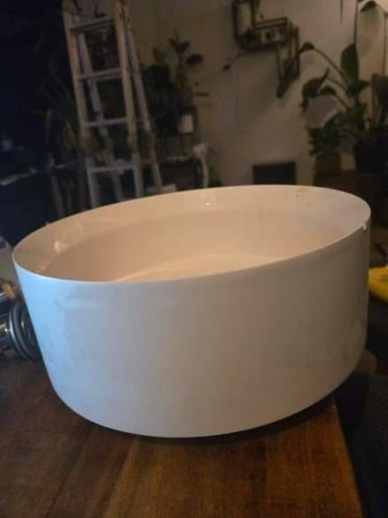 Keramische ronde wasbak voor opbouw, Doe-het-zelf en Verbouw, Sanitair, Ophalen, Zo goed als nieuw, Steen, Wastafel