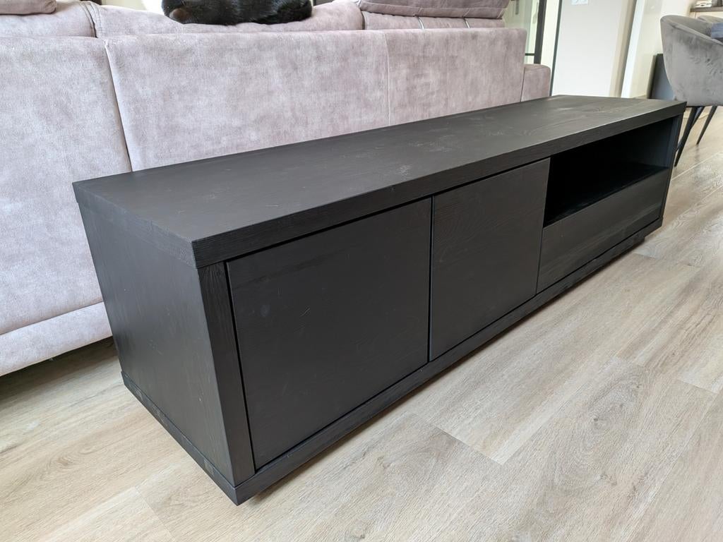 TV meubel Haco Saalbach zwart, Ophalen, 150 tot 200 cm, Zo goed als nieuw, Minder dan 100 cm