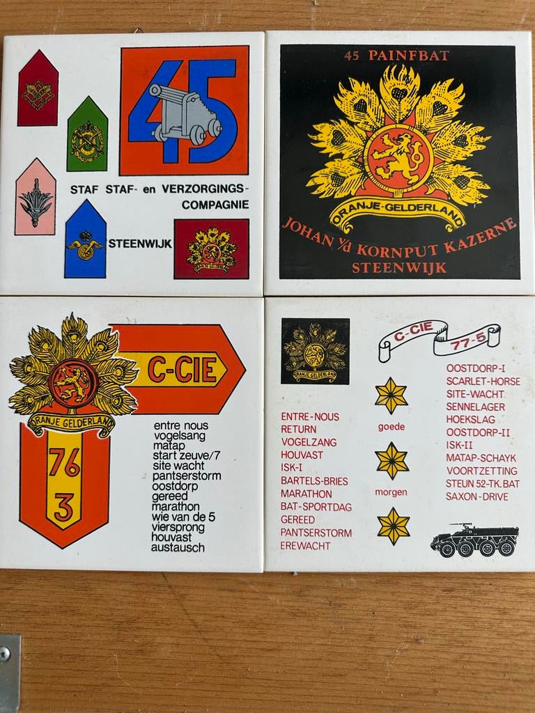 Tegeltjes 45 Painfbat Steenwijk, Ophalen of Verzenden, Landmacht, Nederland, Overige typen
