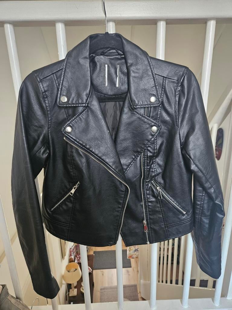Zwart leren bikerjack - Zo goed als nieuw, Ophalen, Primark, Zwart, Zo goed als nieuw