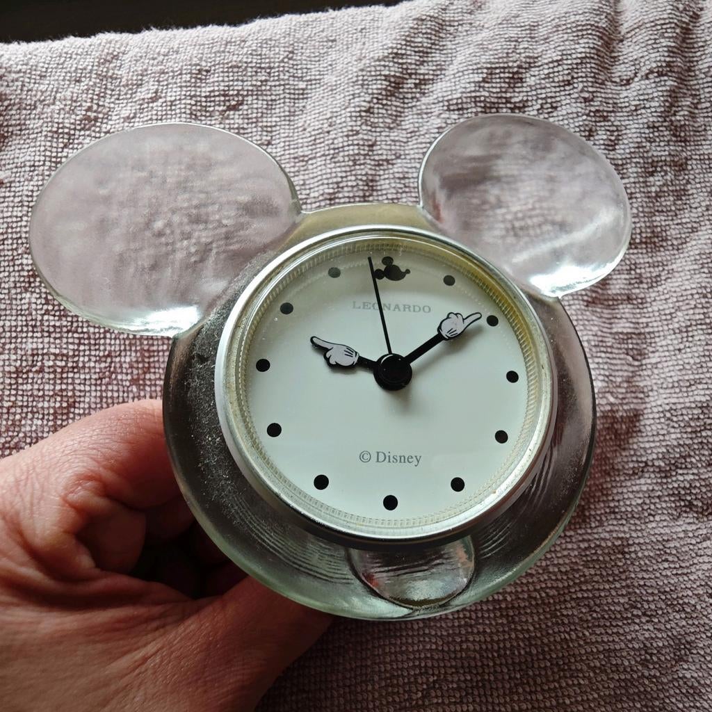 Mickey Mouse klokje Leonardo helder glas, Verzamelen, Disney, Ophalen of Verzenden, Mickey Mouse, Zo goed als nieuw, Beeldje of Figuurtje