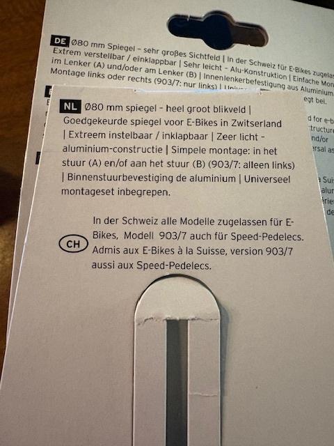 Spiegel voor fiets, Overige merken, Overige materialen, Stuur, Nieuw