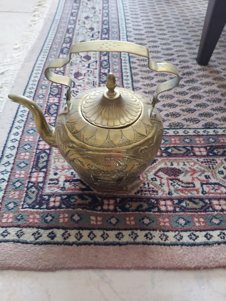 Antieke Engelse theepot van geel koper, Antiek en Kunst, Ophalen