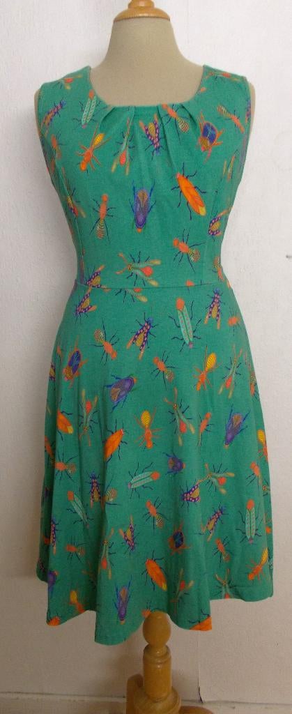 Grappige groene insecten katoen print jurk van Lien & Giel!M, Maat 38/40 (M), Verzenden, Zo goed als nieuw, Knielengte