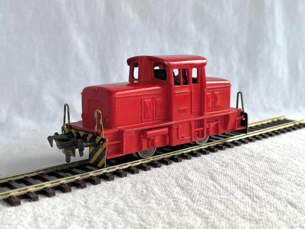 Fleischmann DB 1306 rangeerlok Rood H0, Gebruikt, Fleischmann, Ophalen of Verzenden, Analoog