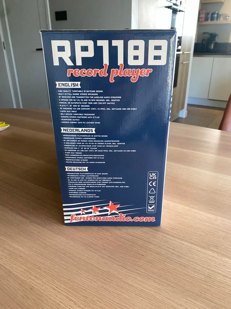 Fenton RP118B Platenspeler met Bluetooth en USB-opname, Overige merken, Nieuw, Ophalen of Verzenden, USB-aansluiting