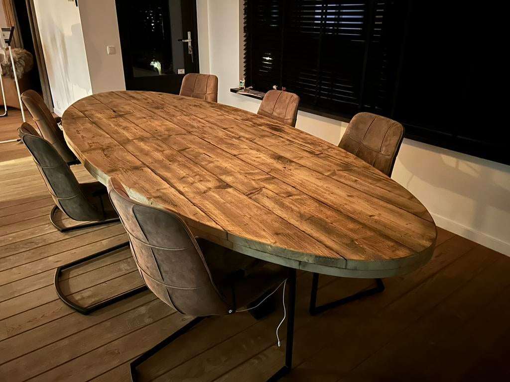 Eettafels ovaal XXL oud steigerhout!! 200 euro! Op=Op!!, Huis en Inrichting, Tafels | Salontafels, Ophalen, 100 tot 150 cm, 50 tot 75 cm