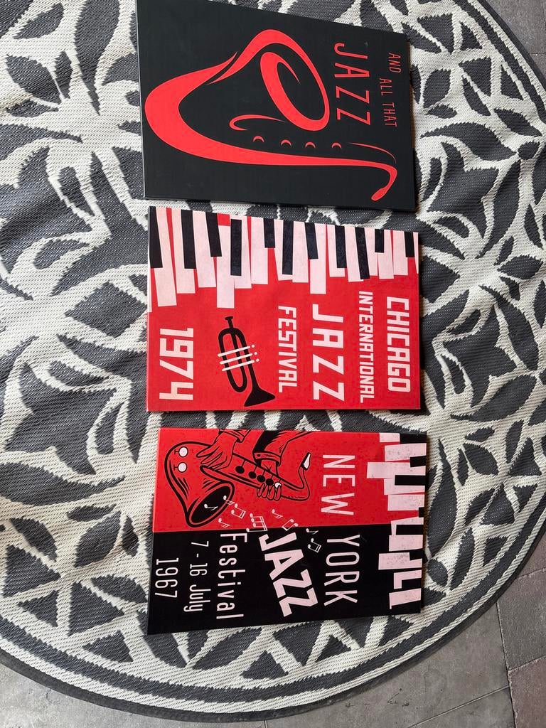 3 Jazz Schilderijen/poster - Wanddecoratie, Ophalen