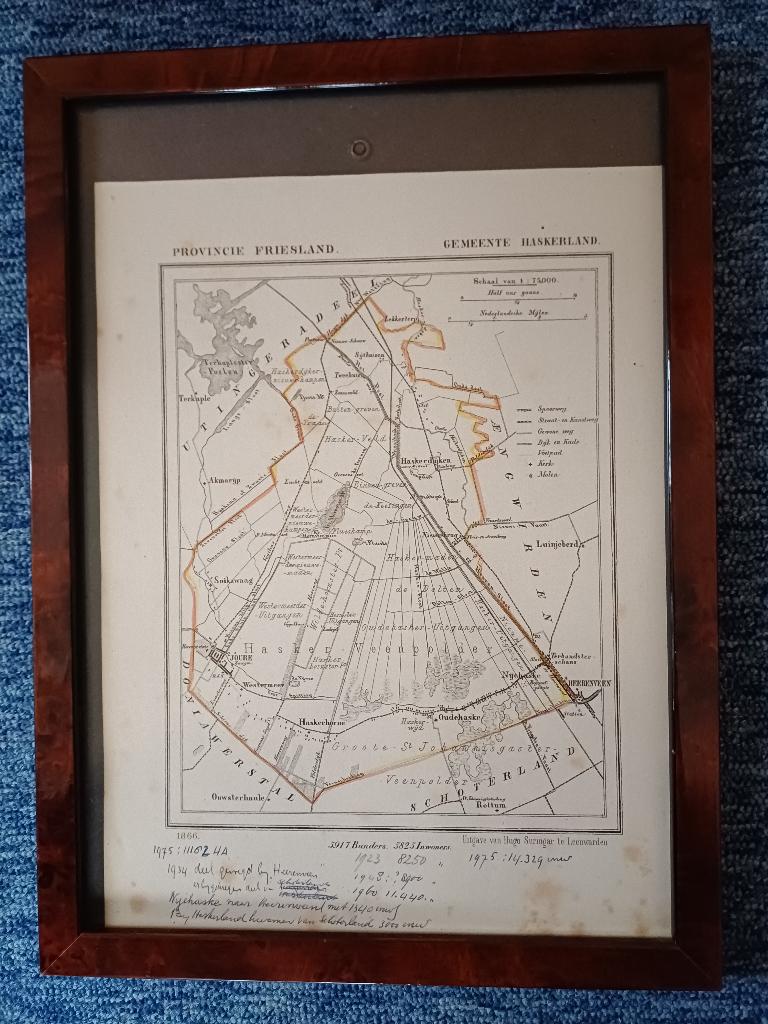 Gemeentekaart Haskerland 1866 Skartsterlân De Fryske Marren, Ophalen of Verzenden