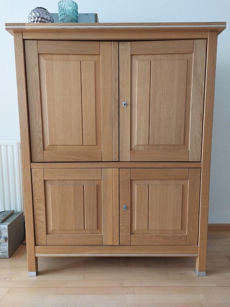 Computerkast massief eikenhout, gratis., Ophalen, Eikenhout, 120 tot 170 cm