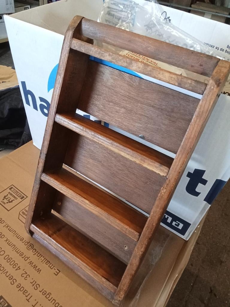 Vintage houten letterbak / mini hangkastje, Ophalen of Verzenden