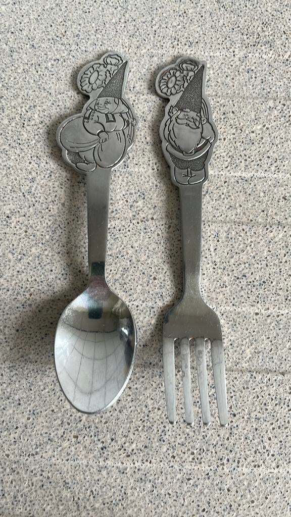 David de Kabouter bestek lepel en vork Rien Poortvliet, Ophalen of Verzenden, Rvs of Chroom