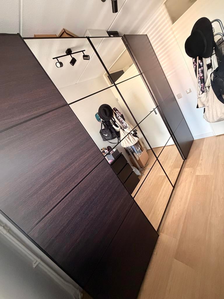 IKEA Pax kast zwartbruin met schuifdeuren, Ophalen, Gebruikt, 200 cm of meer, 150 tot 200 cm