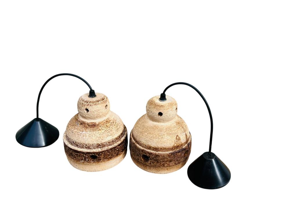 Set van 2 vintage retro stenen hanglampen chamotte steen, Overige materialen, Gebruikt, Vintage retro midcentury, Ophalen of Verzenden
