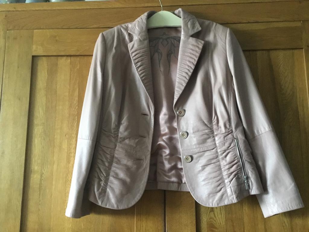 Gerry Weber Leren Jasje - Maat L, Ophalen of Verzenden, Zo goed als nieuw, Maat 42/44 (L), Beige